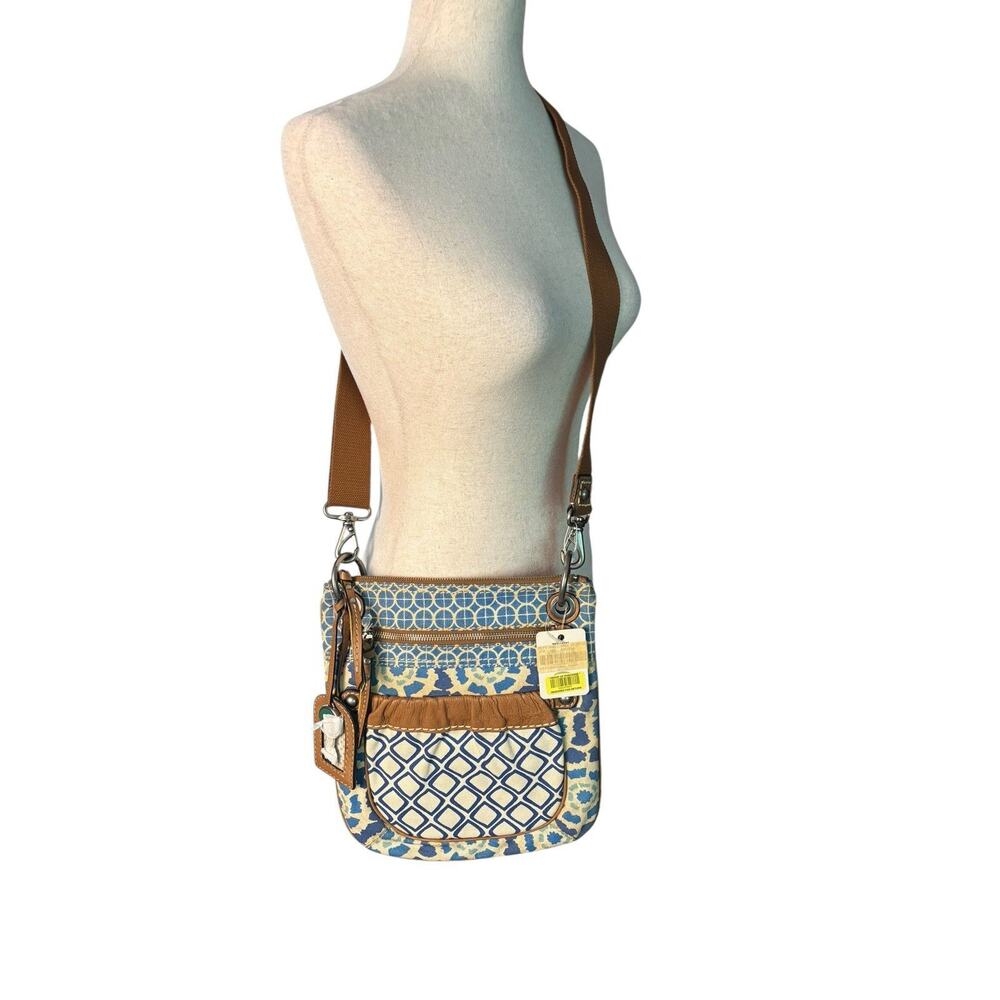 Fossil Crossbody Canvas With Leather Trim Boho 11"x10" New NWT